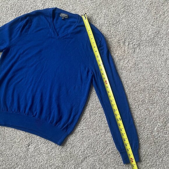 Express Modern Fit Extra Fine Merino Wool V Neck Knit Sweater Royal Blue - Picture 7 of 9